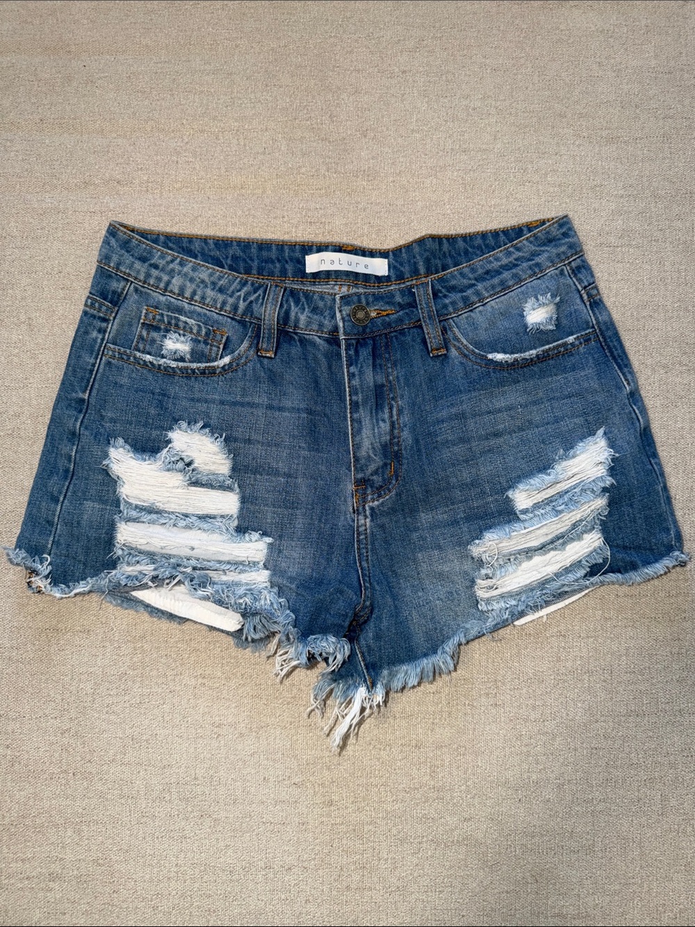 Nature Women's Distressed Blue Denim Cutoff Shorts